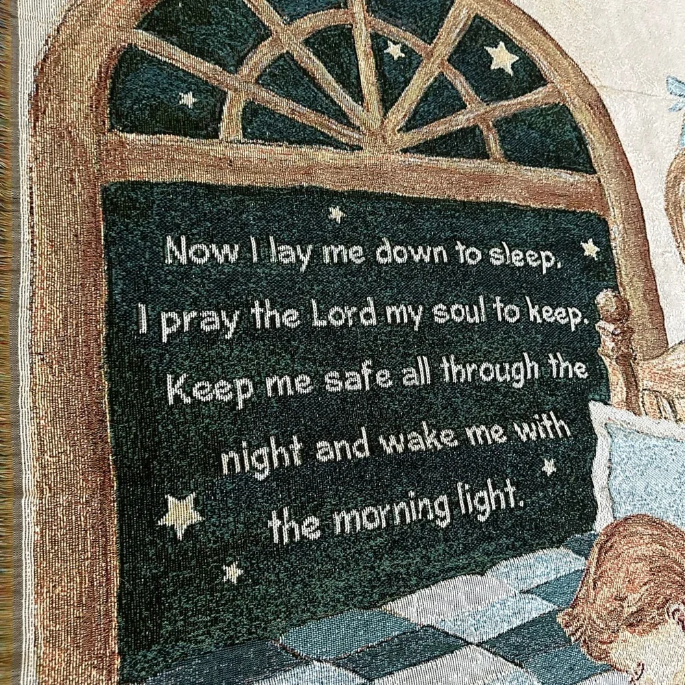 Children's Bedtime Prayer Throw Blanket Now I Lay Me Down to Sleep Boy Tapestry